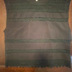 Black top Stripe and Lace Pattern Size Medium Endless Rose